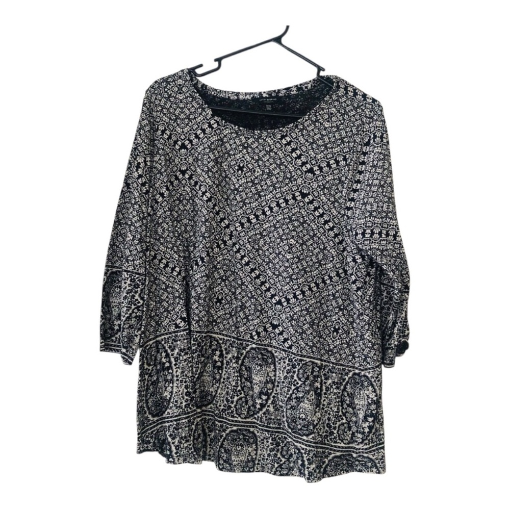 Lucky Brand Black and White Patterned Women's Top 1X